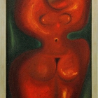 Henryk Płóciennik, Czerwony akt, lata 50. XX w., olej, płótno 90x50 cm (1)